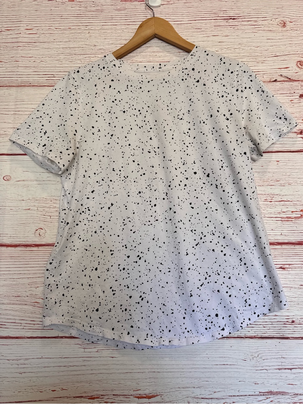 Lululemon Love Crew Short Sleeve Revitalize Splatter White Graphite Grey Sz 10 - Picture 2 of 6
